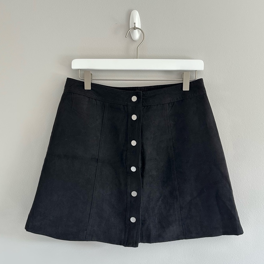 H&M Divided Black Button Down Mini Skirt Size 8